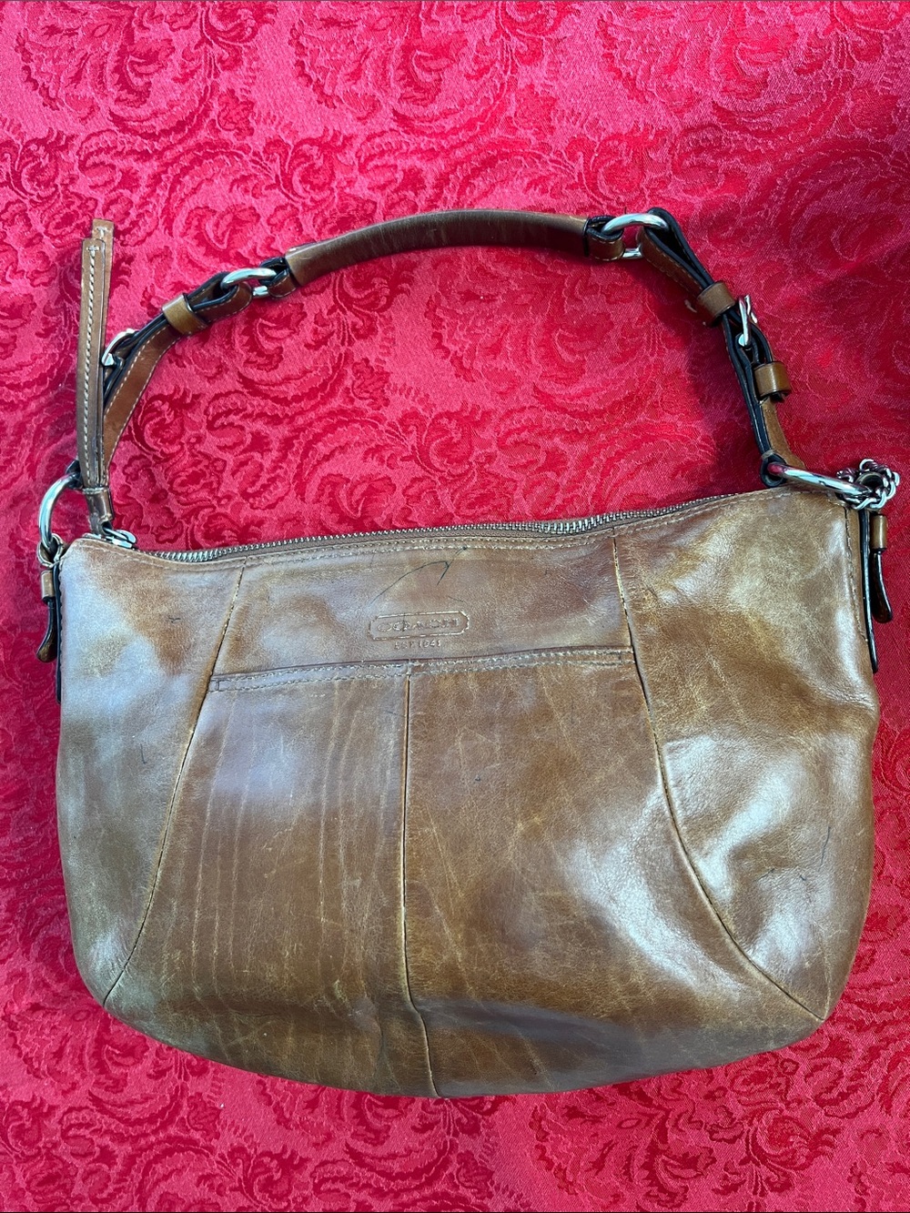 Coach Brown Leather Soho Hobo Shoulder Bag J0894-12683 Distressed